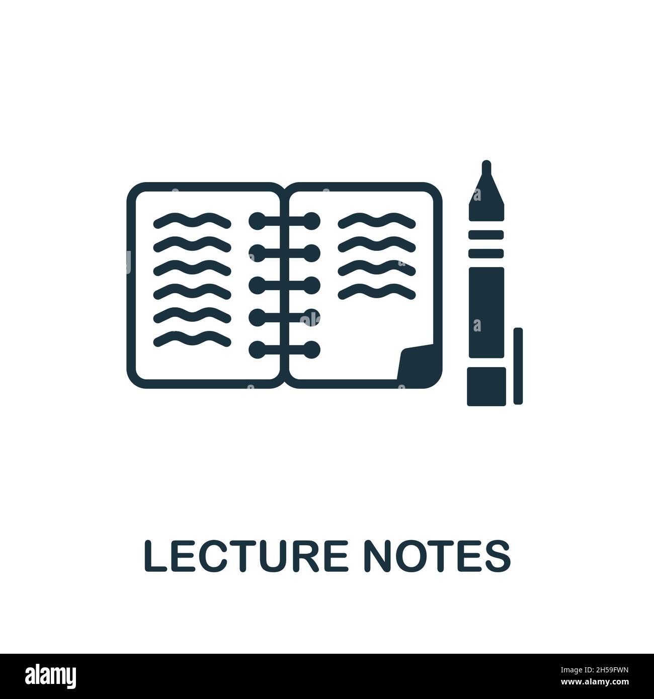 Lecture Notes icon. Monochrome sign from university collection ...