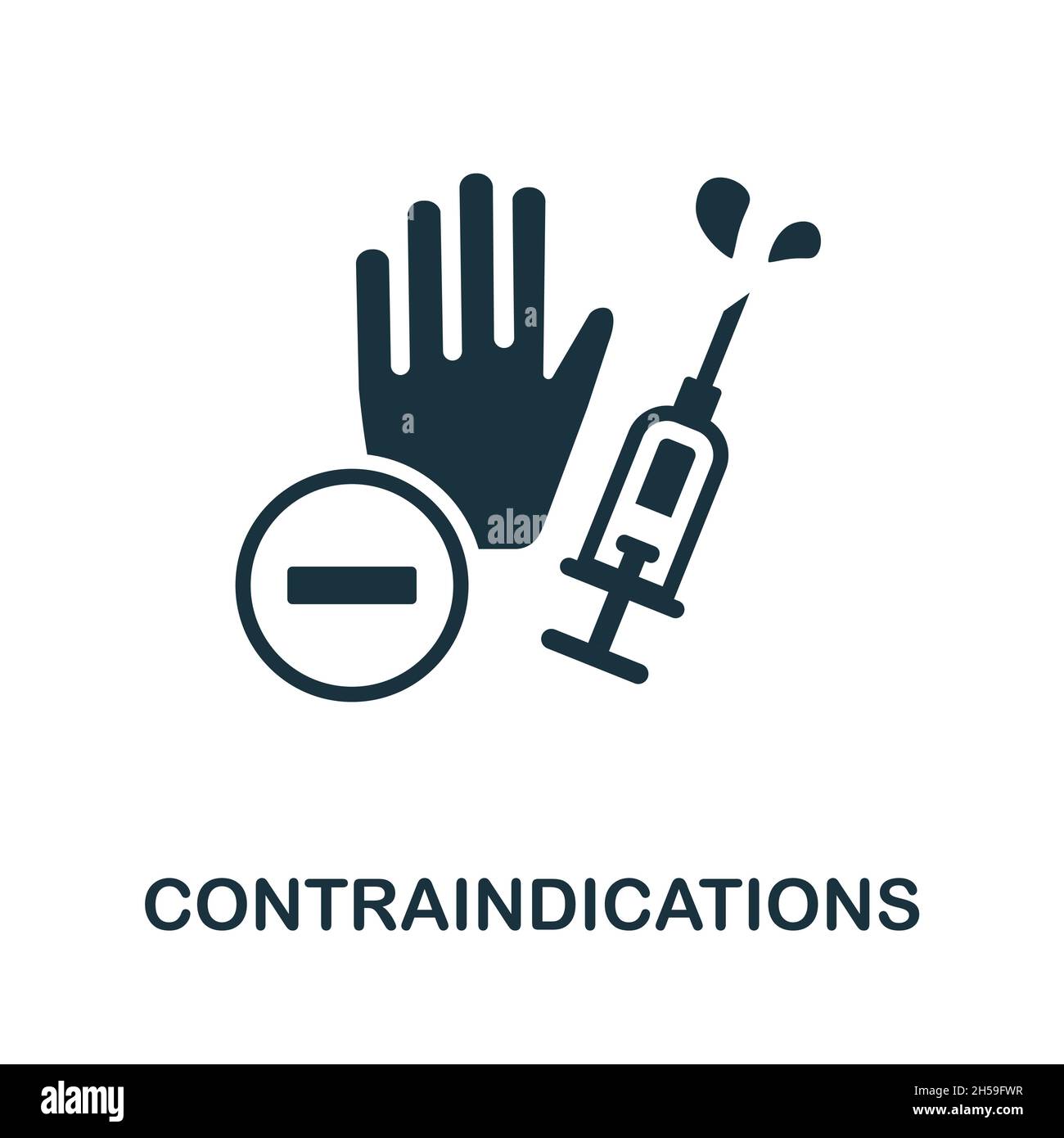 Contraindications icon. Monochrome sign from vaccination collection. Creative Contraindications icon illustration for web design, infographics and Stock Vector