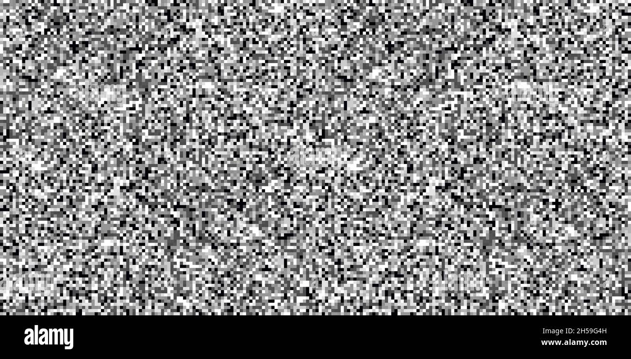 TV screen noise pixel glitch texture background vector illustration. Stock Vector