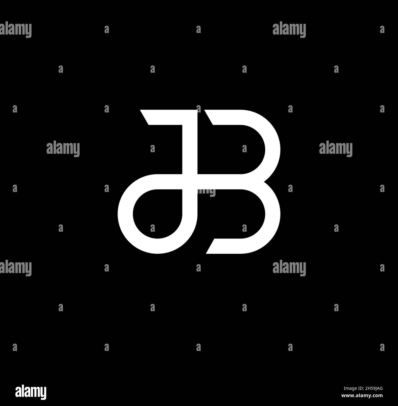 Initial letter JB logo template with geometric simple line art ...