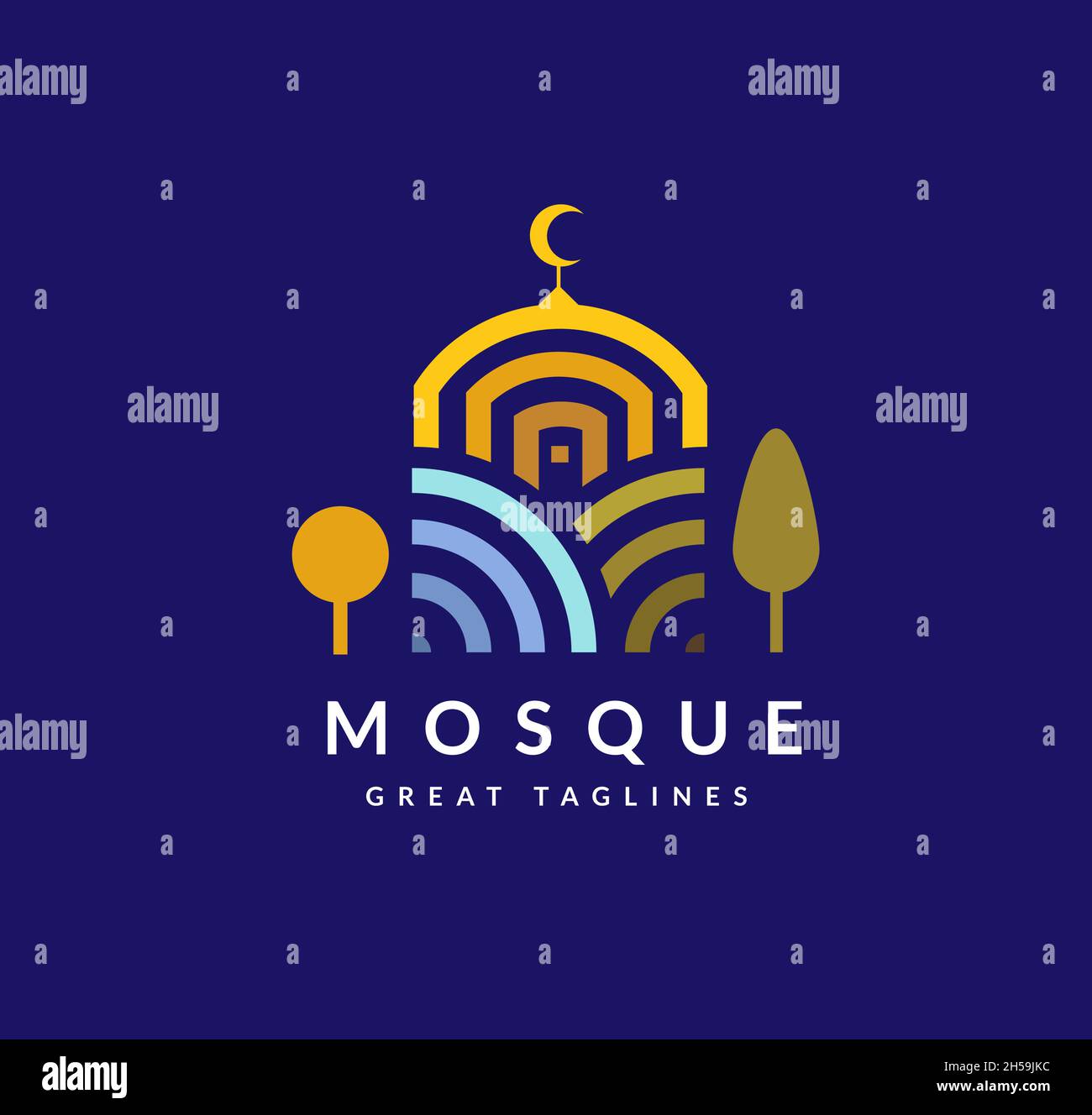 Islamic mosque geometric color logo and symbol vector icon template ...