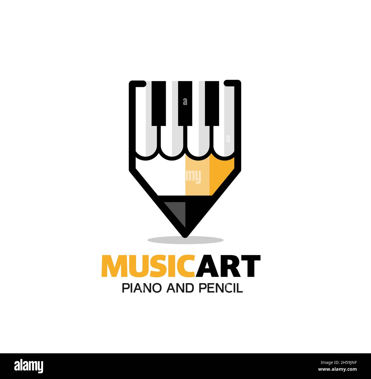 Piano Keyboard Symbols Pencil Abstract Music Stock Vector, music art vector logo concept Stock Vector