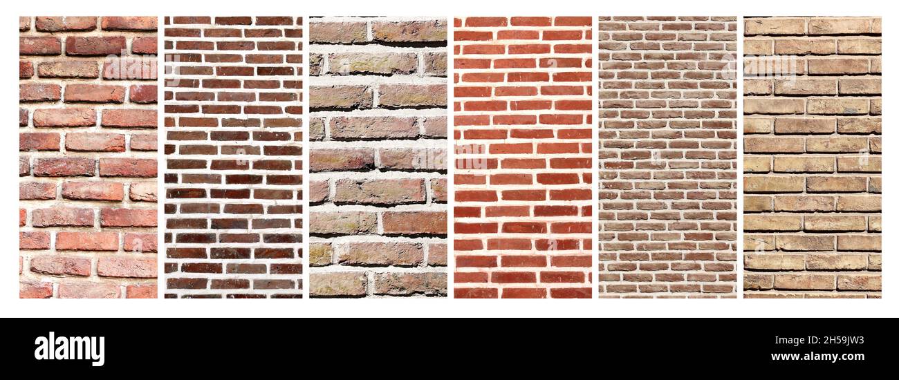 Collection of vertical banners with textures of old brick walls Stock Photo