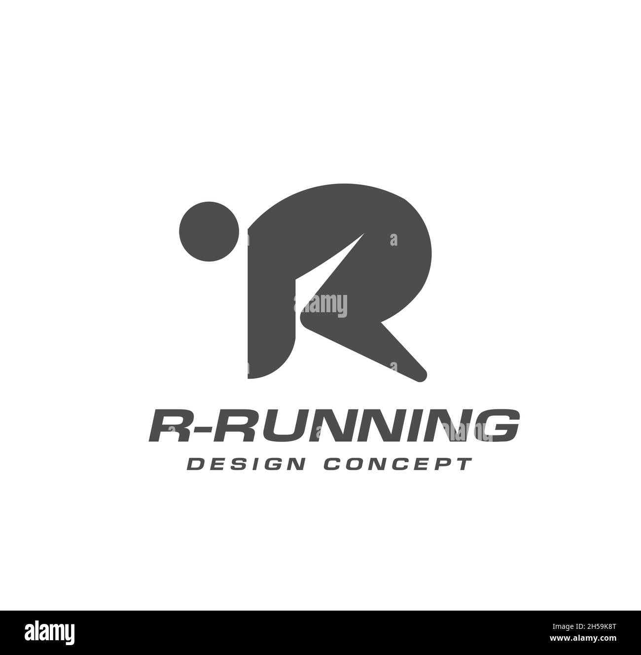 The unique bold logo of the letter R and the running man Stock Vector