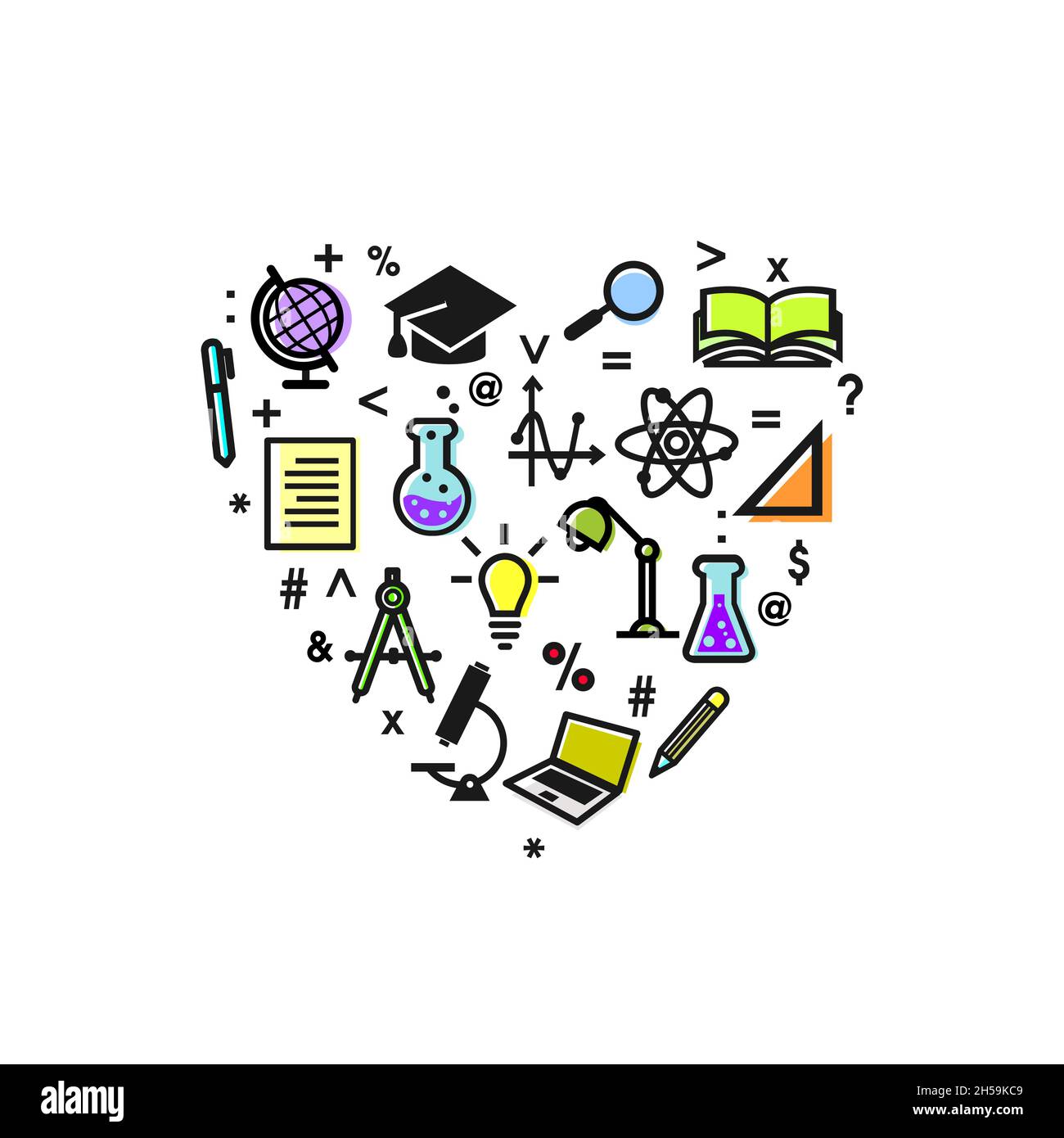 education icon creative object forming a heart image vector illustration Stock Vector