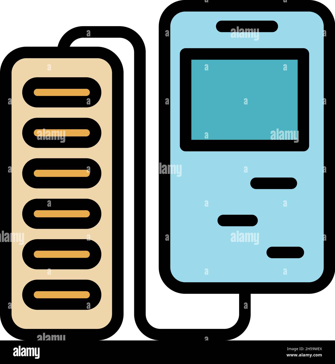 Power bank icon. Outline power bank vector icon color flat isolated ...