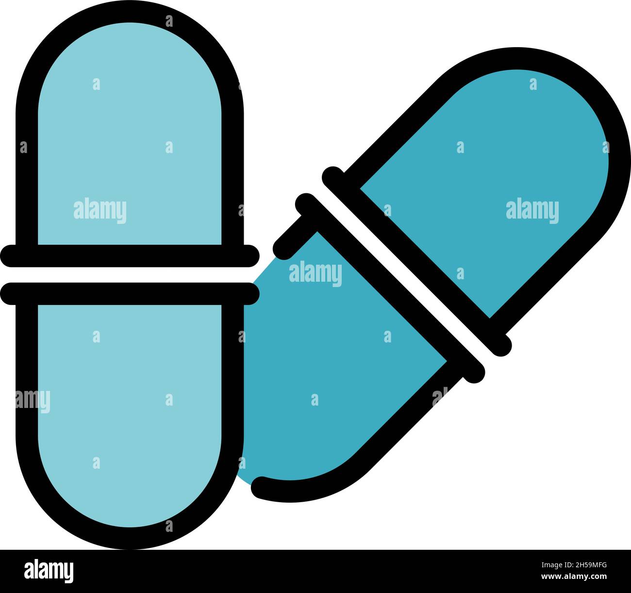 Prebiotic capsule icon. Outline prebiotic capsule vector icon color flat isolated Stock Vector