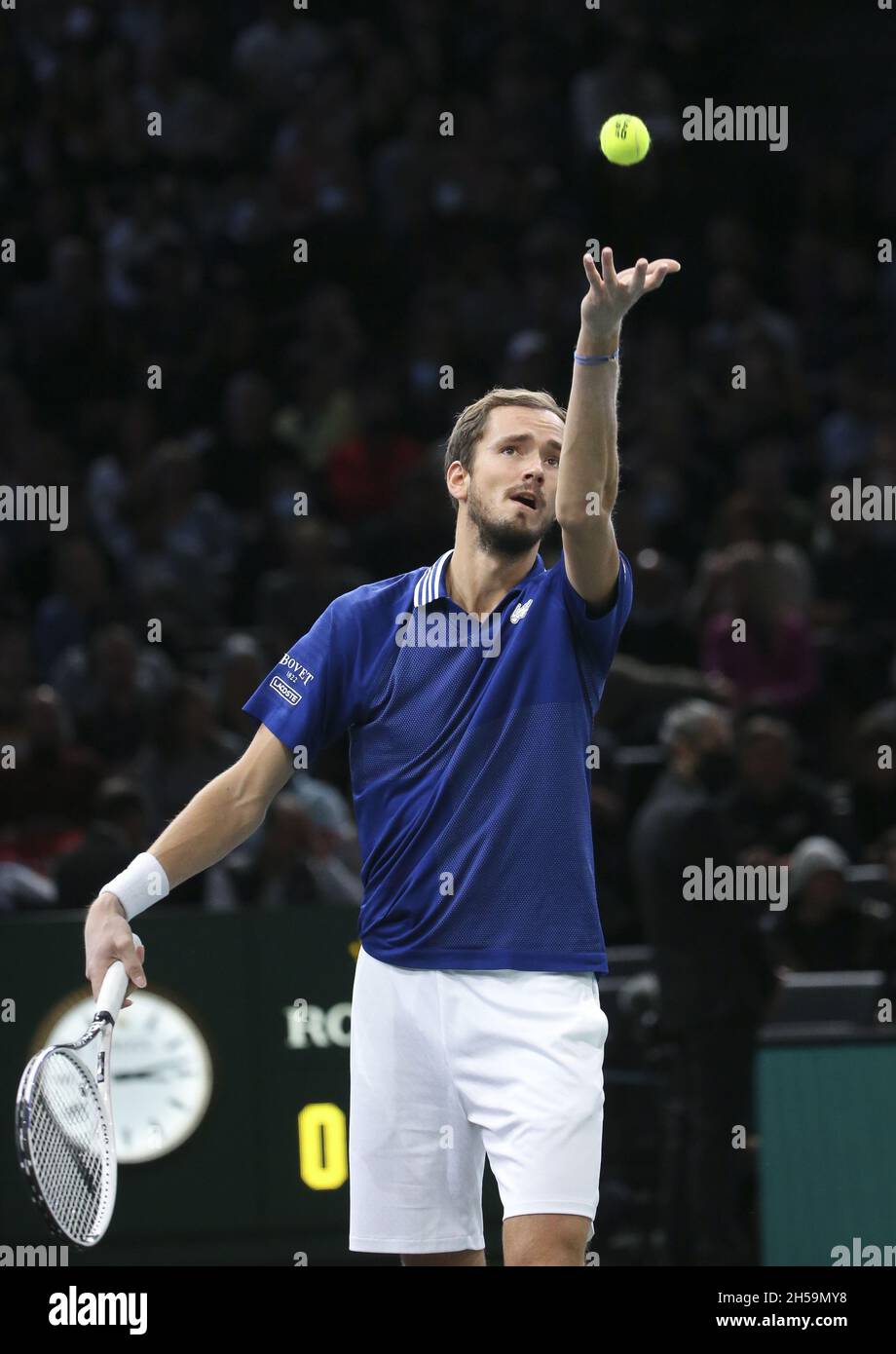 Daniil Medvedev of Russia during the Rolex Paris Masters 2021 Final, an ATP Masters 1000 tennis tournament on November 7, 2021 at Accor Arena in Paris, France - Photo: Jean Catuffe/DPPI/LiveMedia Stock Photo