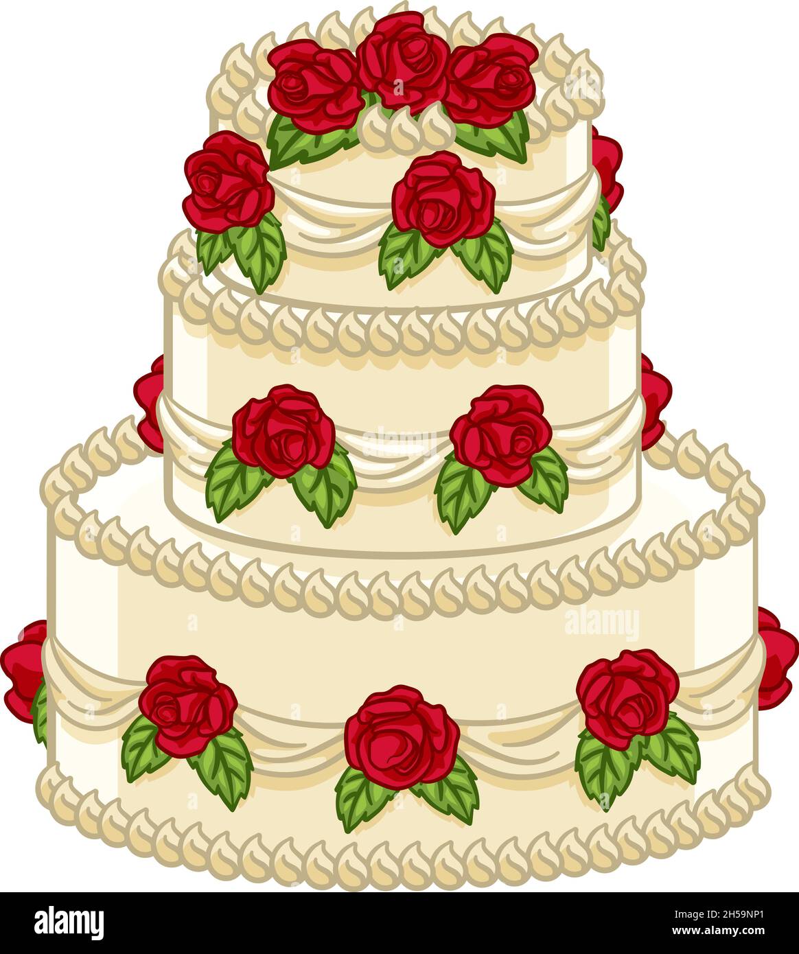 Wedding Tiered Cake Cartoon Food Illustration Stock Vector