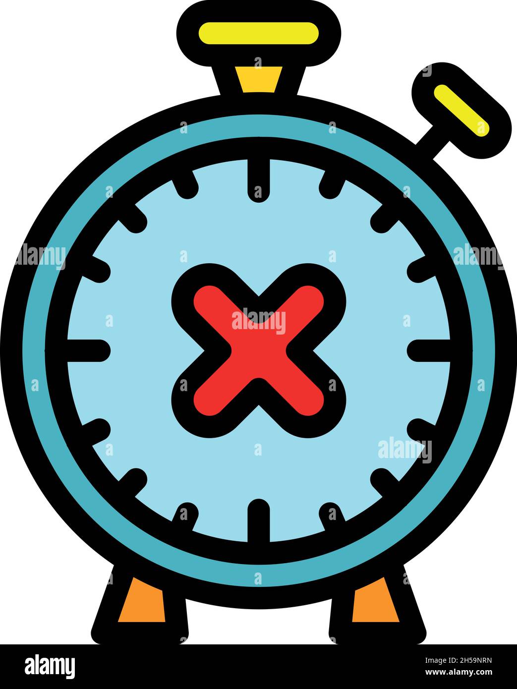 Broken stopwatch icon. Outline broken stopwatch vector icon color flat