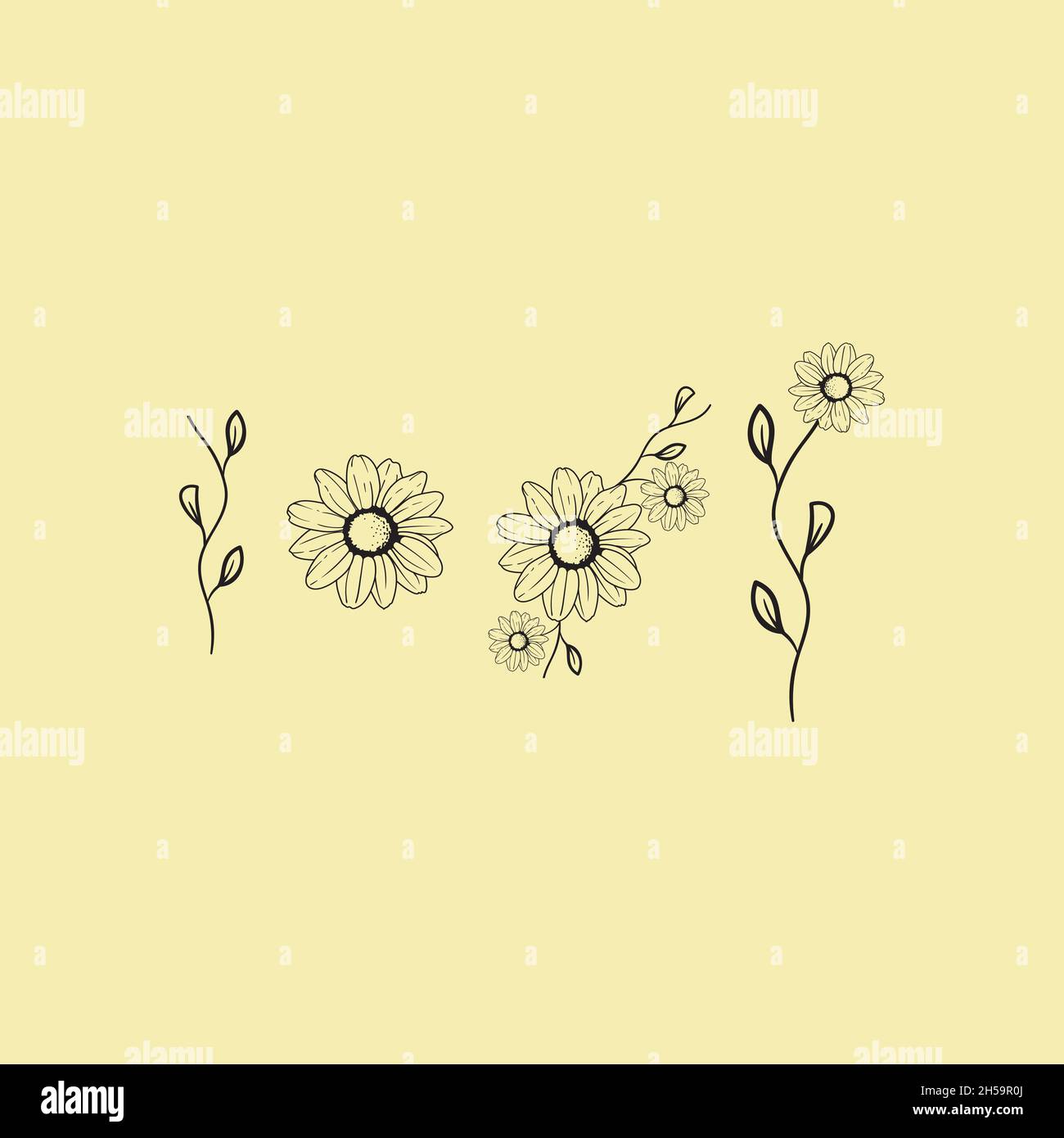 contains several floral motifs with different styles. Stock Vector