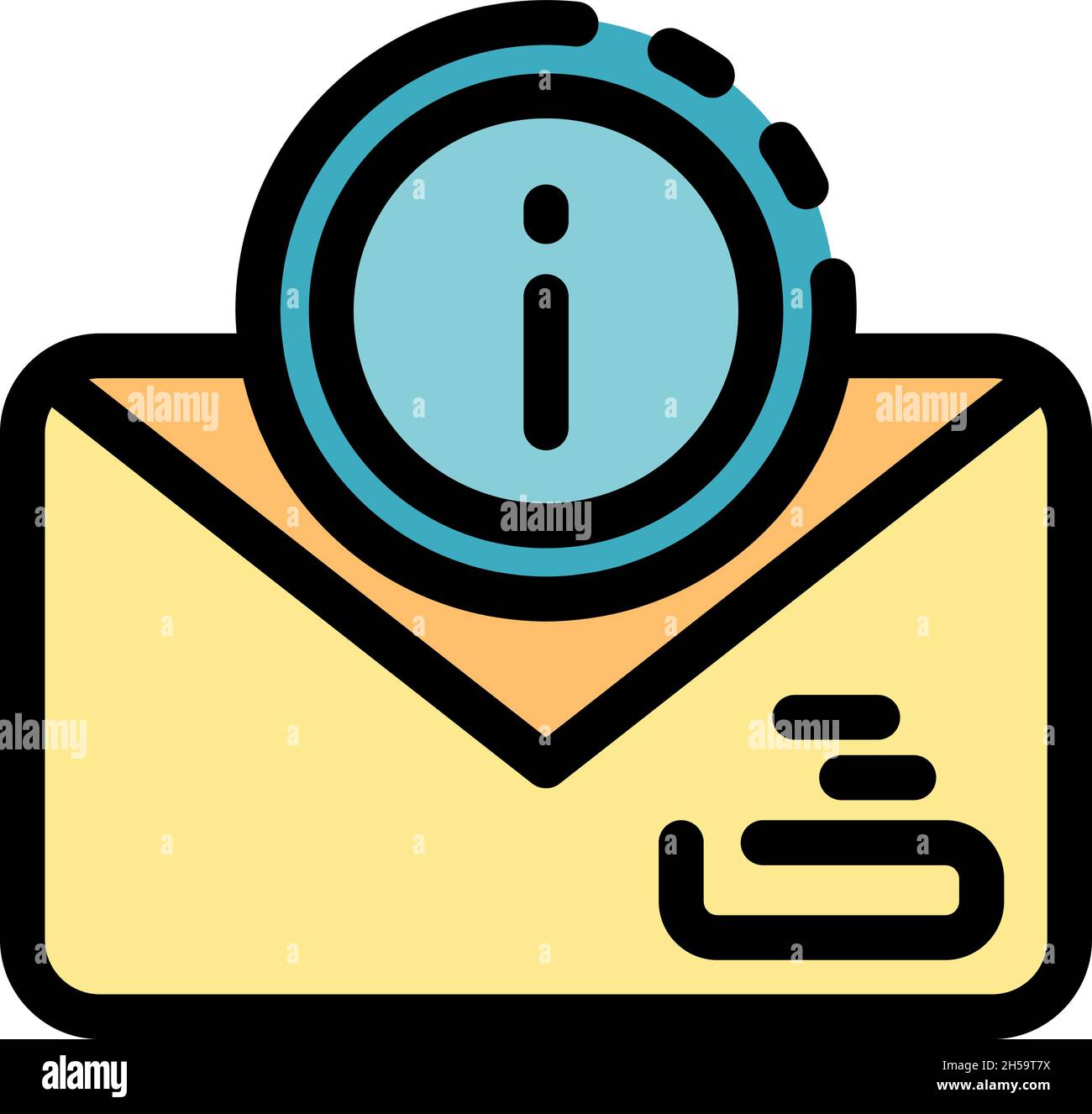 Important envelope icon. Outline important envelope vector icon color flat isolated Stock Vector