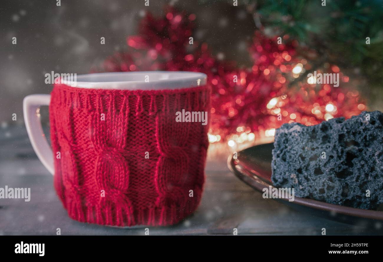Carbon dulce or Sweet coal candy, tipical Christmas sweet in Spain. Stock Photo