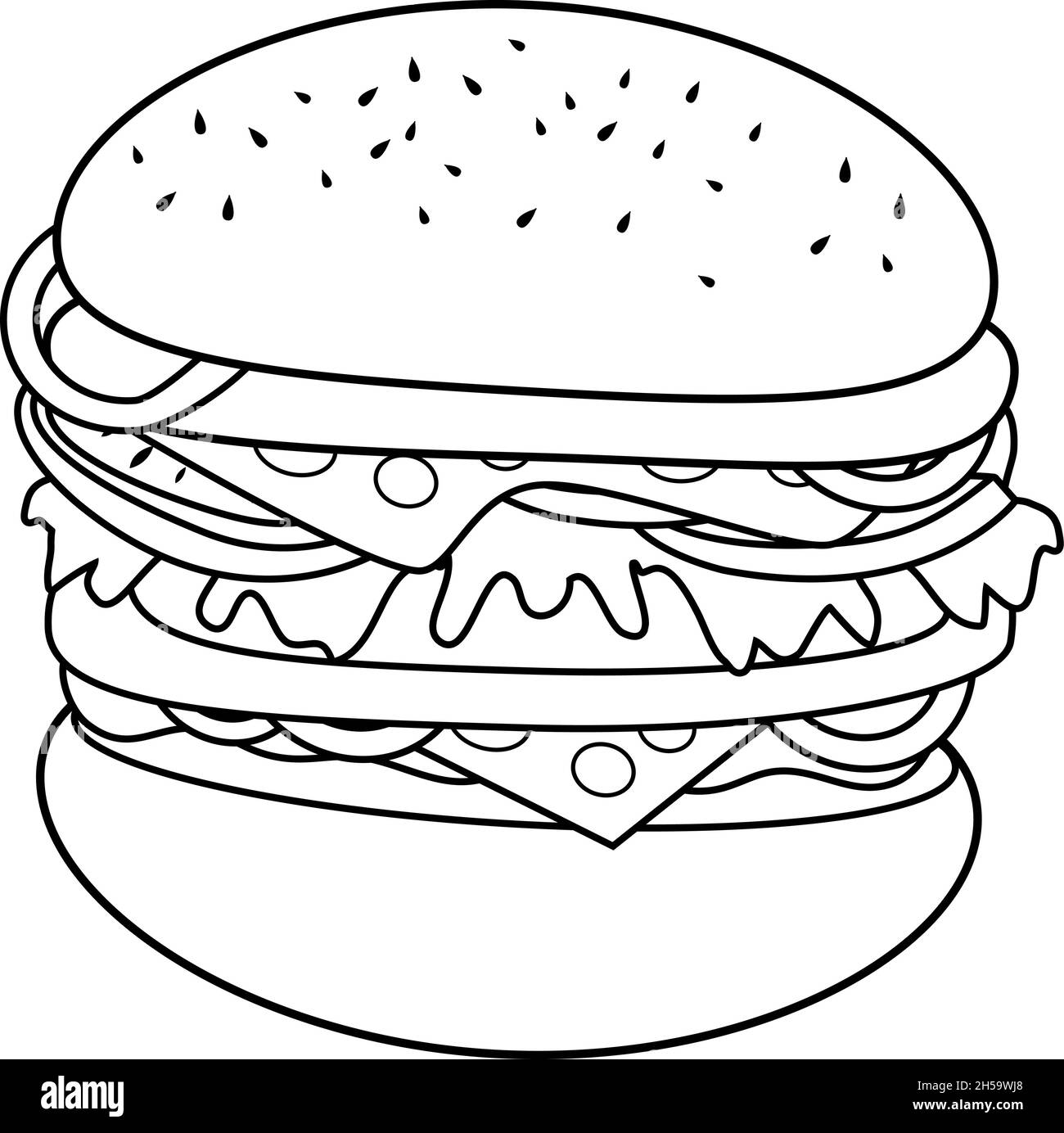 Hamburger vector illustration. Coloring book page Stock Vector ...