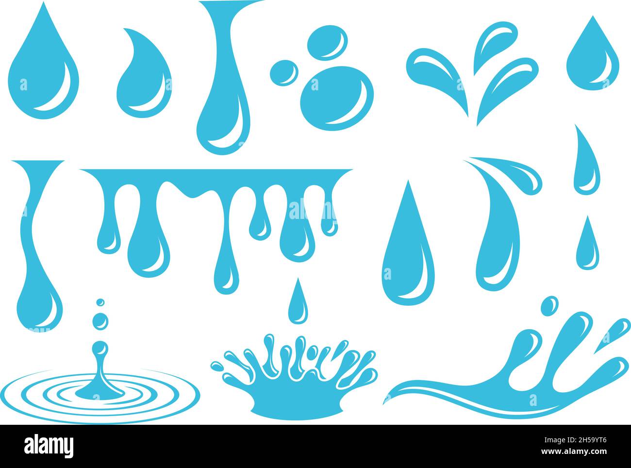 Cartoon water drops. Isolated drop, crying tears elements. Flat sweated drip,  blue liquid splash. Falling rain, splashing exact vector clipart Stock  Vector Image & Art - Alamy