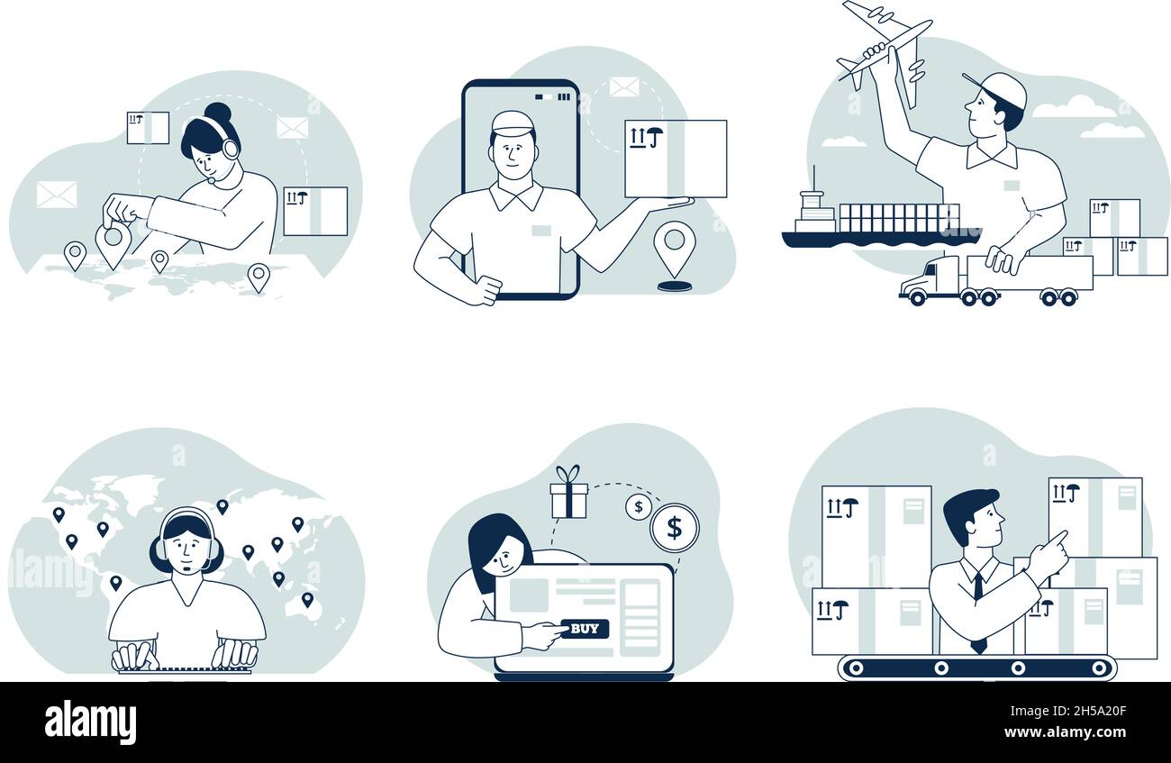 Delivery logistic concept. check and shipping. Track orders