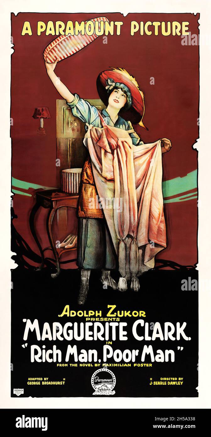 Vintage Movie Poster Rich Man Poor Man Paramount 1918 Three Sheet Film Poster Feat Marguerite Clark Stock Photo Alamy