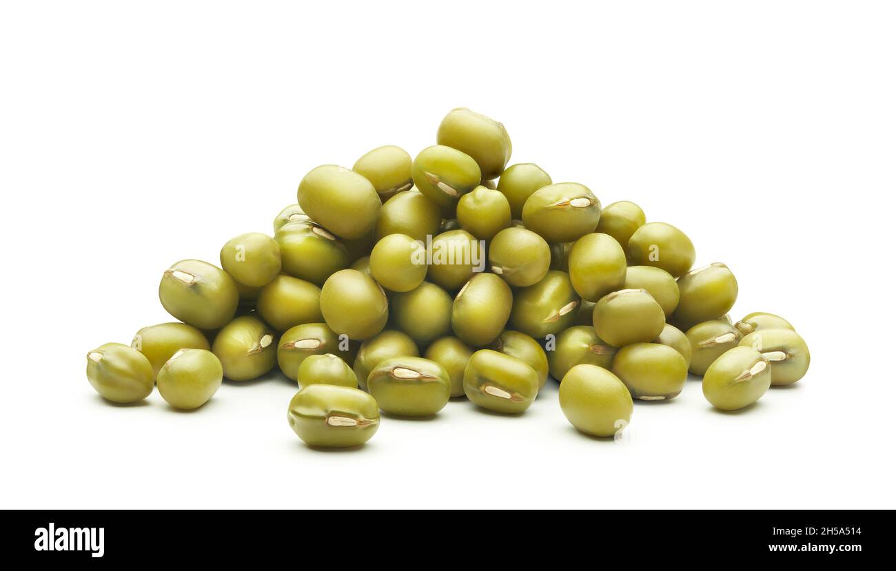 Pile of mung beans isolated on white background Stock Photo