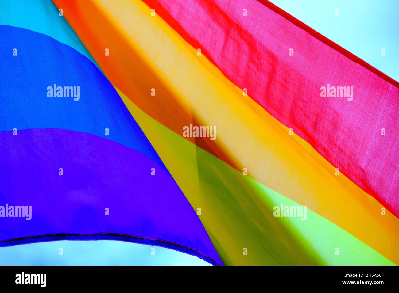 waving colorful rainbow flag lgbt+ symbol Stock Photo