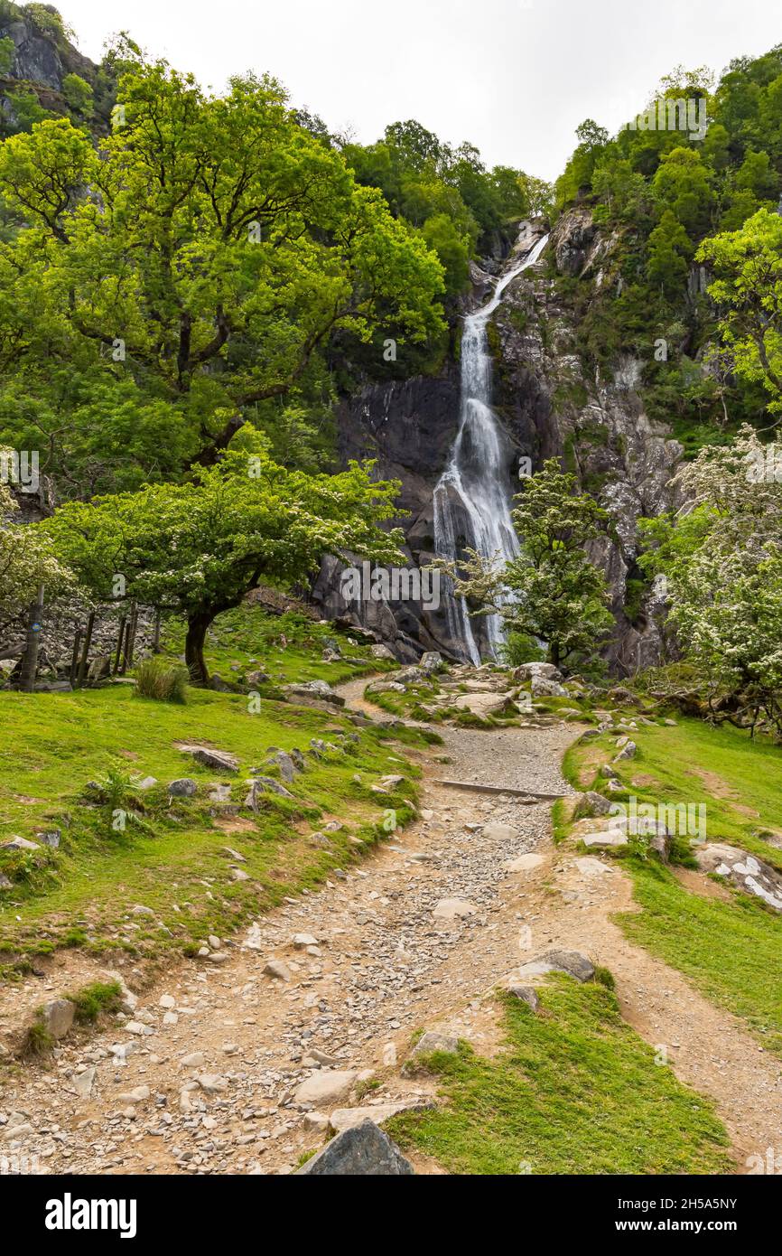 Aber Falls (Rhaeadr Fawr)  near the village of Abergwyngregyn, North wales Stock Photo