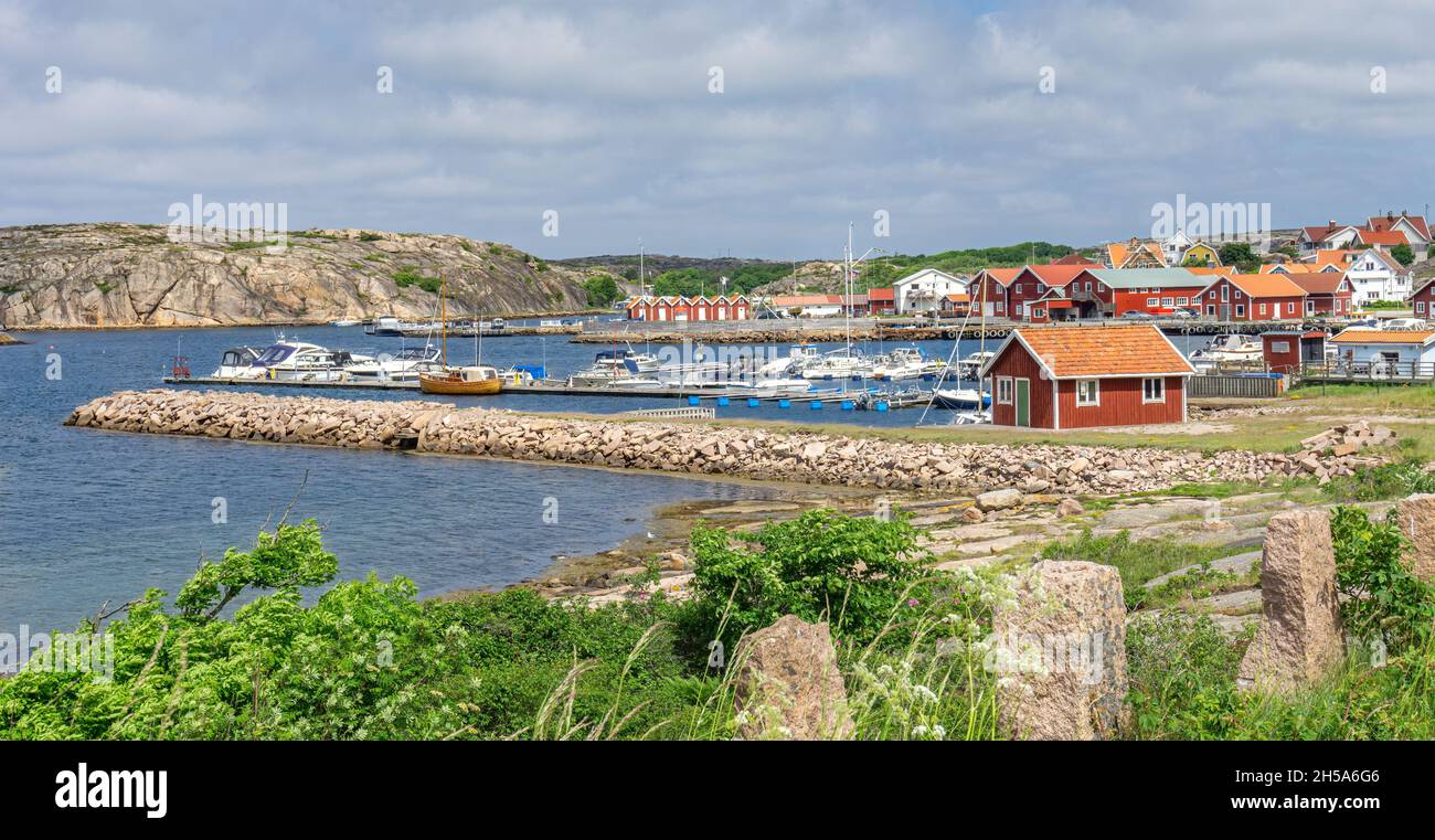Smögen, Sweden - June 9, 2021: A bay at the entrance of island Smögen ...