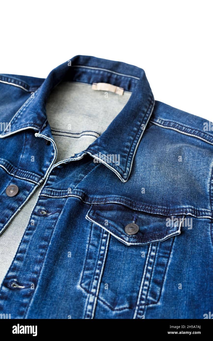 Blue denim jacket. Men's jean jacket with a classic collar and