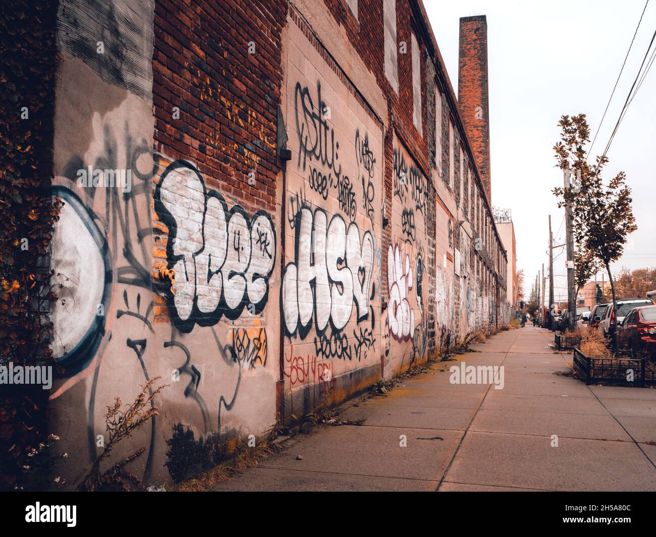 Sidewalk street view in Red Hook NYC Stock Photo Alamy