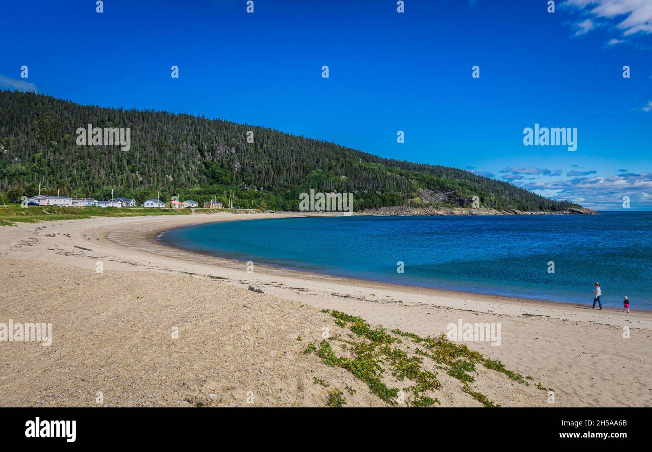 View on the turquoise waters of St Lawrence river in Godbout, a small village of Cote Nord, in