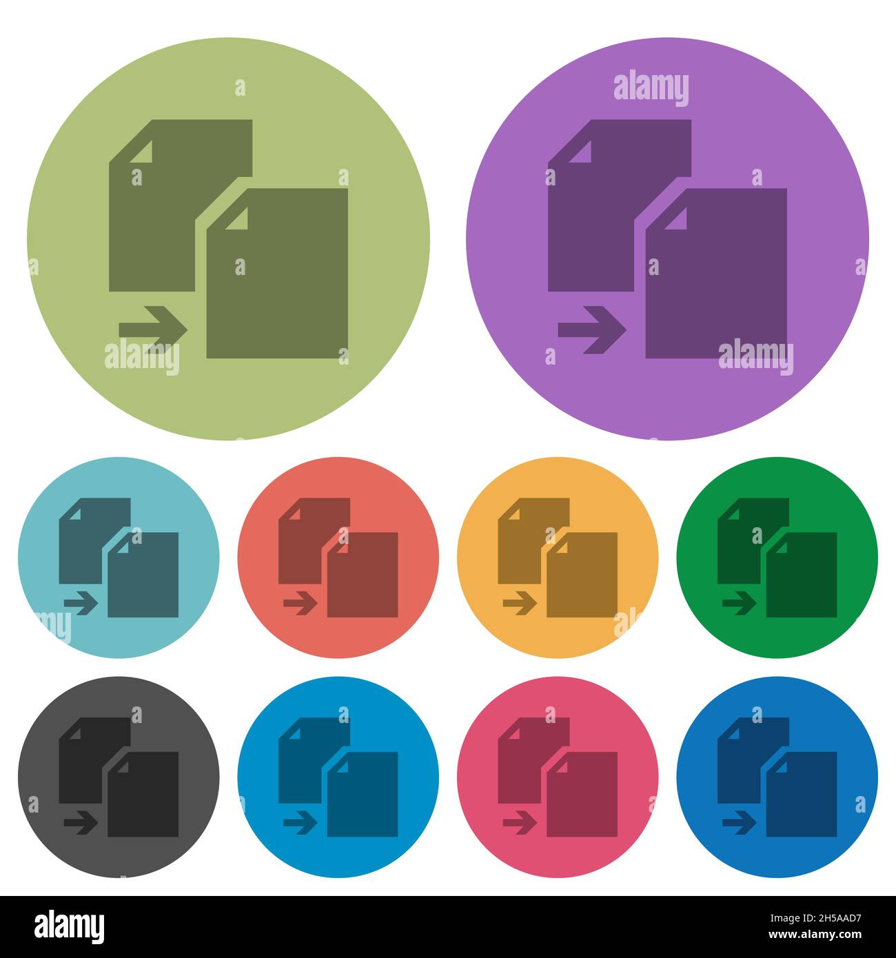 Copy document solid darker flat icons on color round background Stock ...