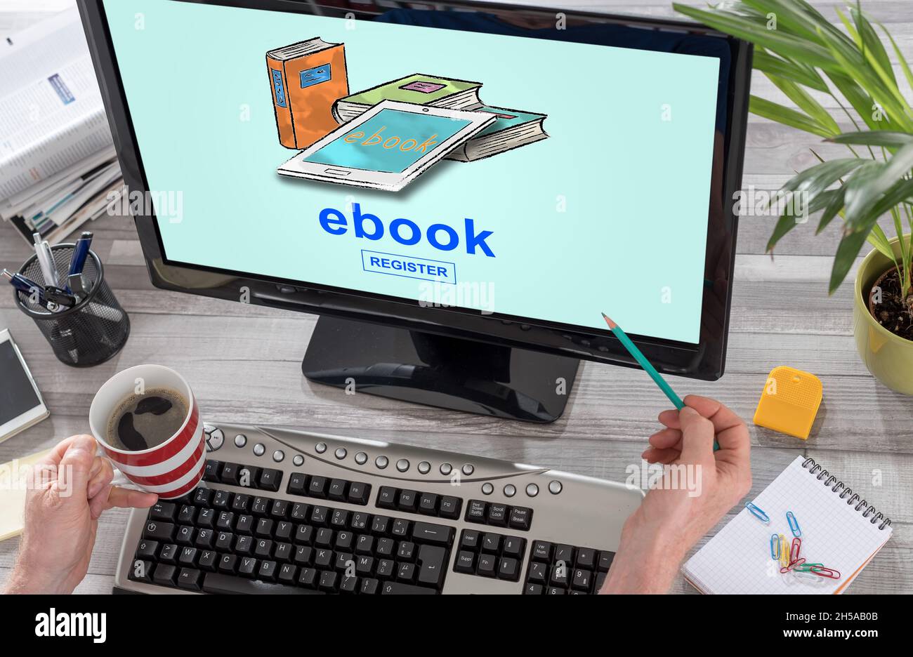Ebook application on screen hi-res stock photography and images - Alamy