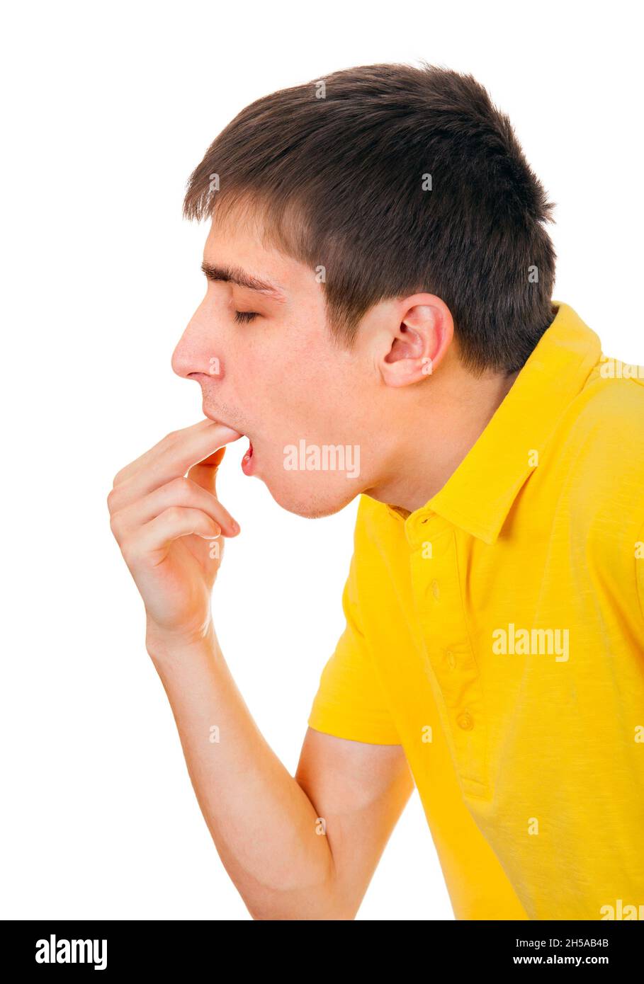 Young Man feel Sick Isolated on the White Background Stock Photo Alamy