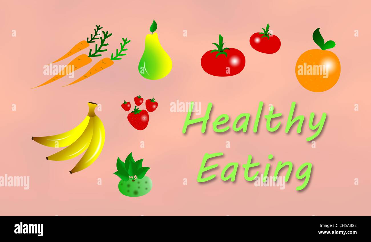 Illustration of a healthy eating concept Stock Photo - Alamy