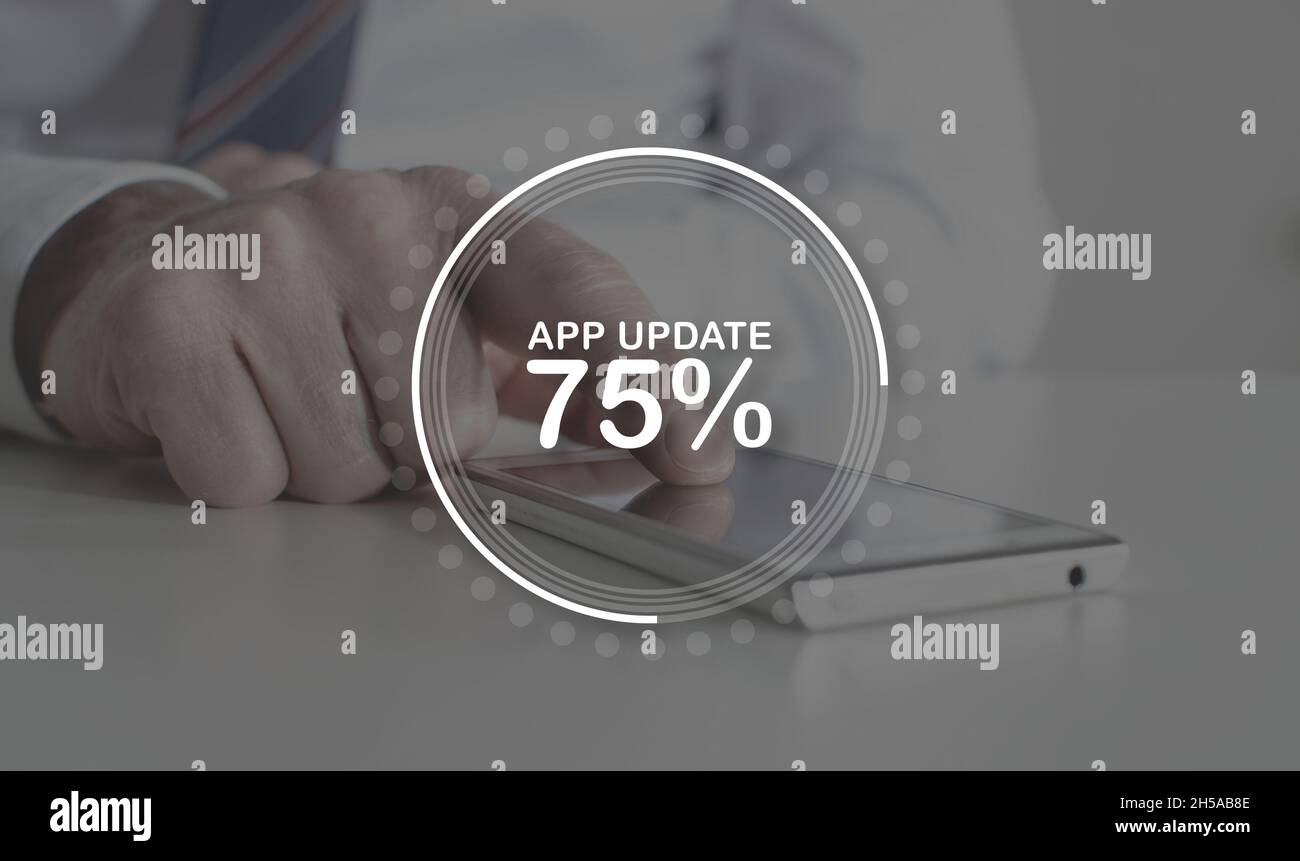 Application update concept illustrated by a picture on background Stock ...