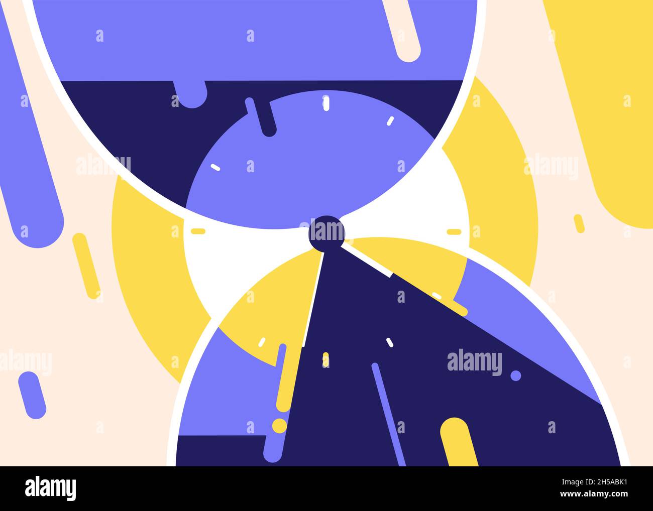 Banner with abstract hourglass and clock. Placard design in flat style