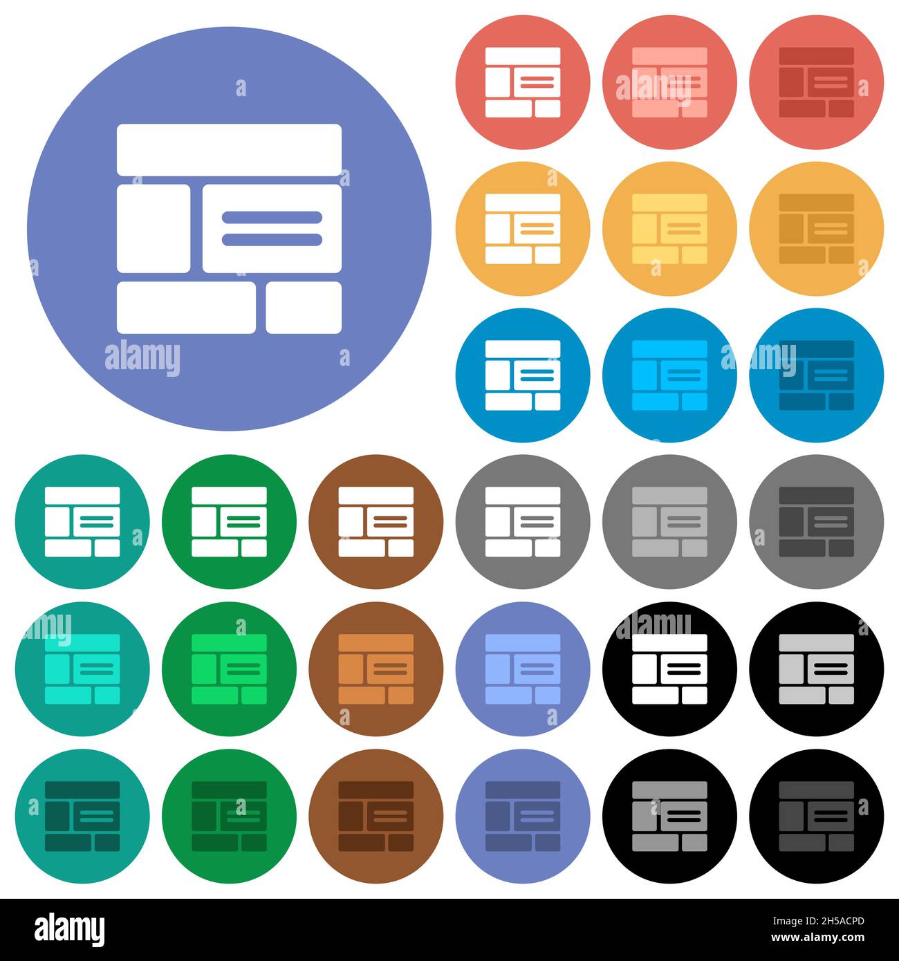 Web layout solid multi colored flat icons on round backgrounds ...