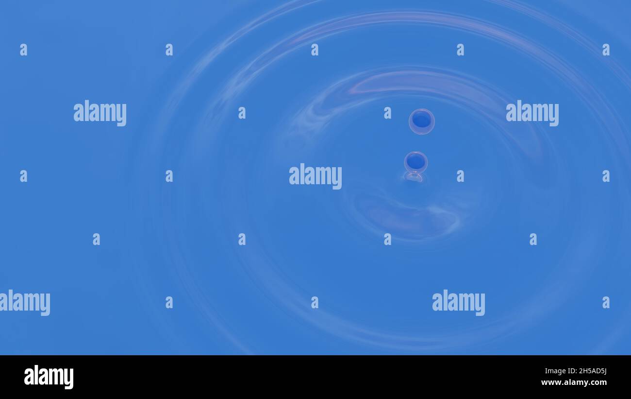 Concept or conceptual blue liquid drop falling in water on background ...