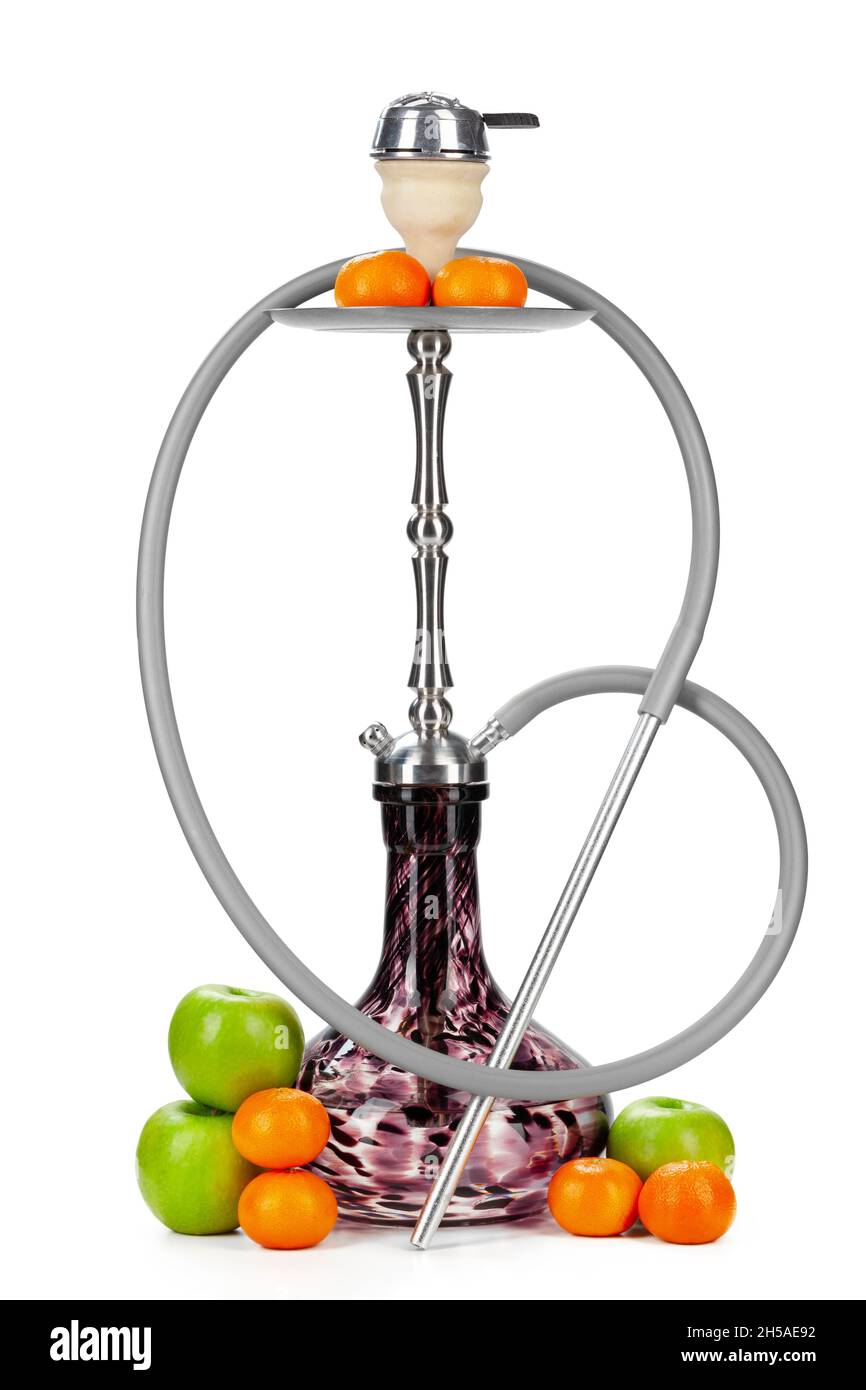 Hookah with fruits isolated on white background Stock Photo