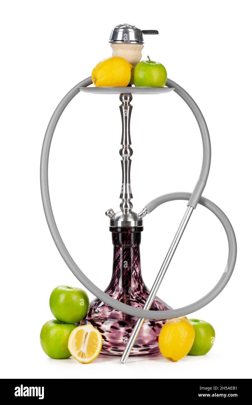 Hookah with fruits isolated on white background Stock Photo Alamy