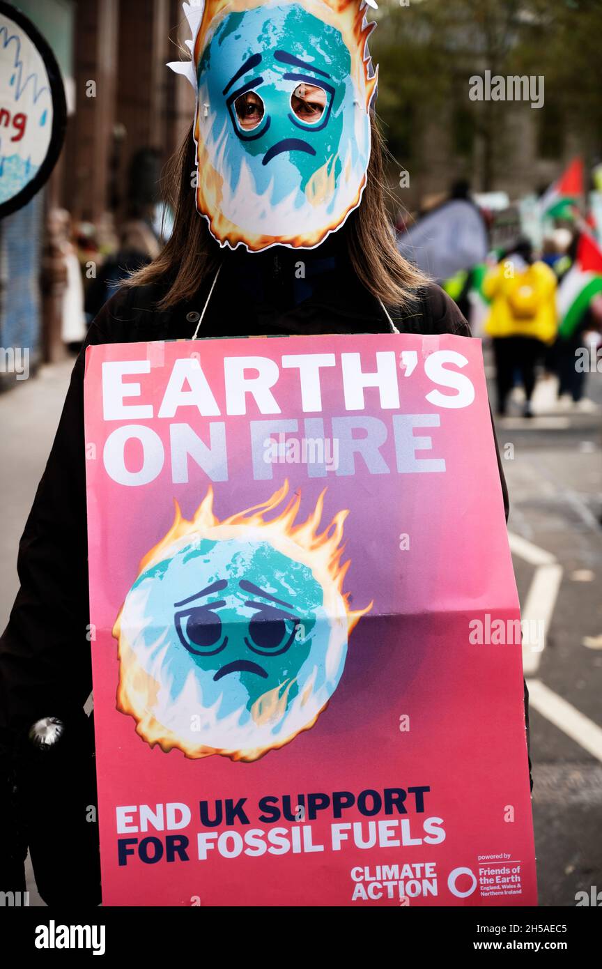 Central London 06.11.2021. Demonstration demanding action on the climate crisis. Stock Photo