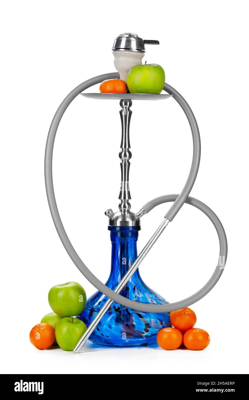 Hookah with fruits isolated on white background Stock Photo Alamy