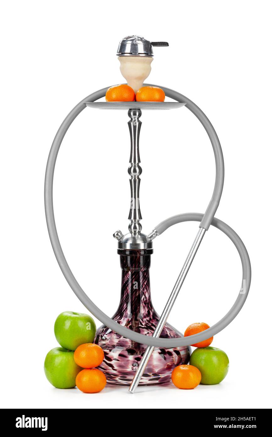 Hookah with fruits isolated on white background Stock Photo