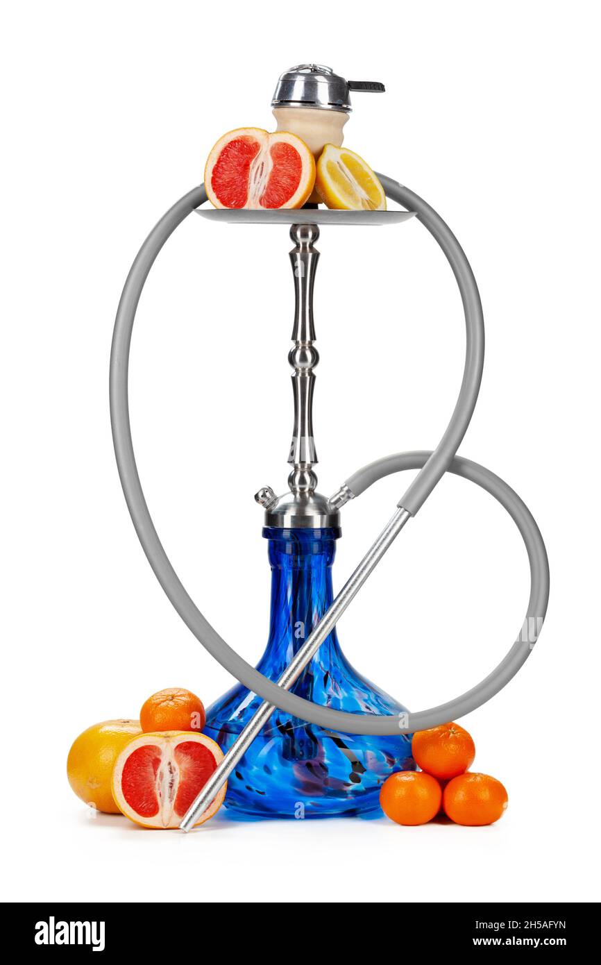 Hookah with fruits isolated on white background Stock Photo