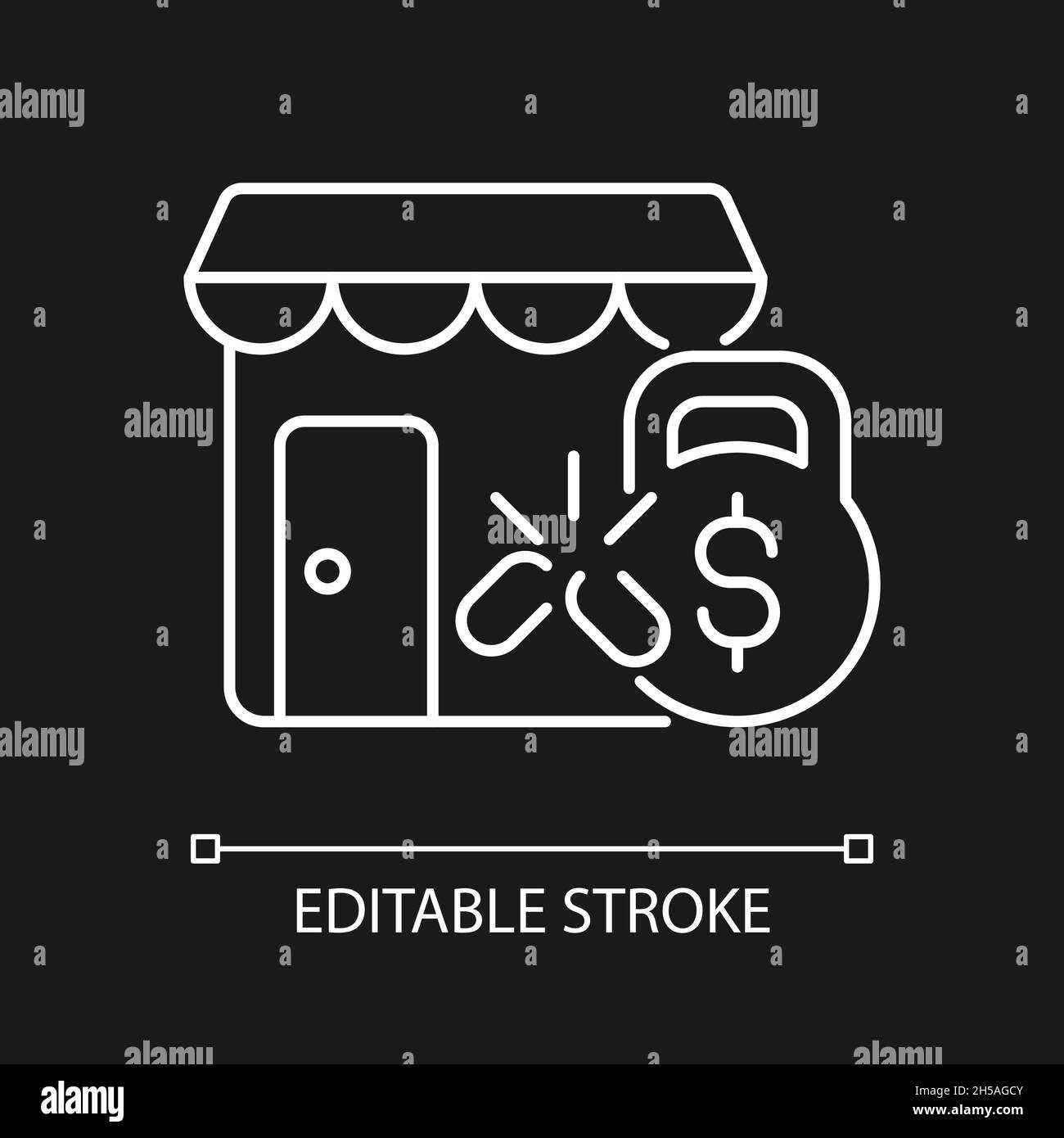 Small business debt relief white linear icon for dark theme Stock