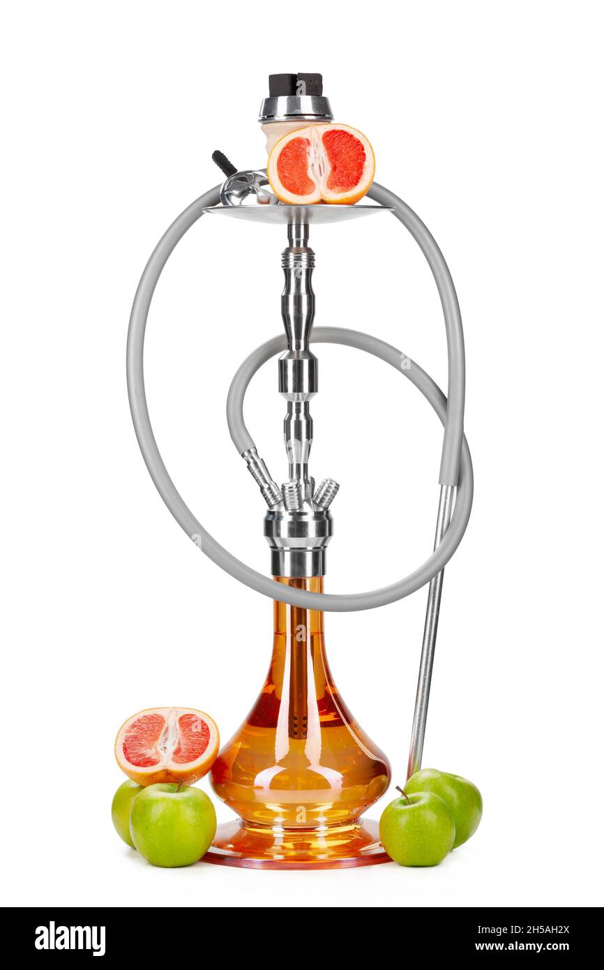 Hookah with fruits isolated on white background Stock Photo