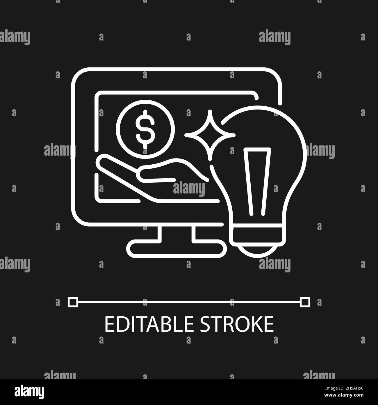 Online sponsorship white linear icon for dark theme Stock Vector Image ...