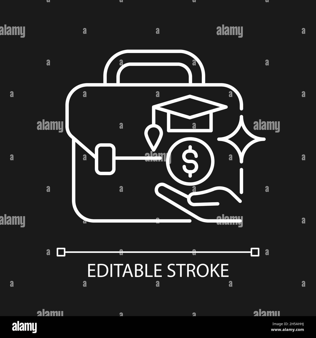 Grants for employee training white linear icon for dark theme Stock ...