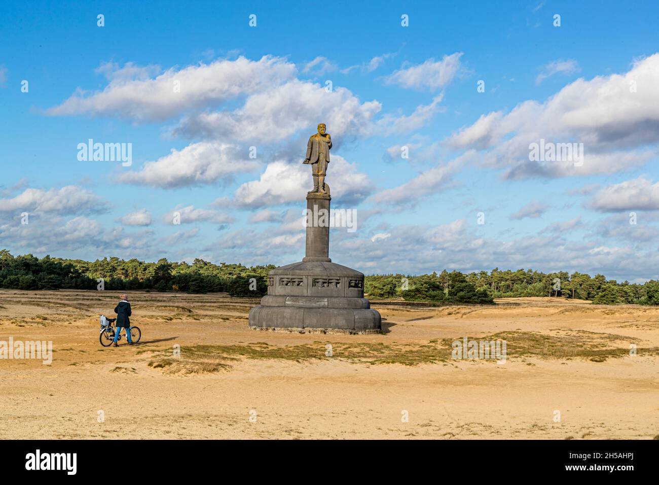 Statue of Generaal De Wet on the Otterlose Zand in Nationalpark De Hoge Veluwe in Otterlo, Netherlands Stock Photo