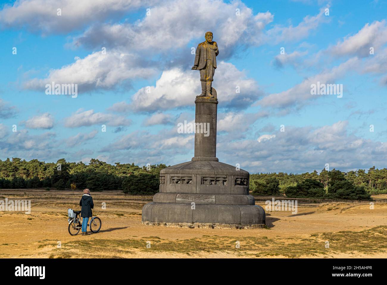 Statue of Generaal De Wet on the Otterlose Zand in Nationalpark De Hoge Veluwe in Otterlo, Netherlands Stock Photo