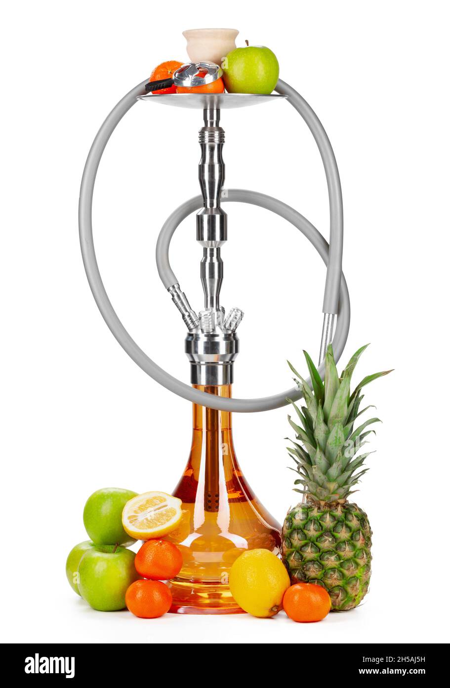 Hookah with fruits isolated on white background Stock Photo