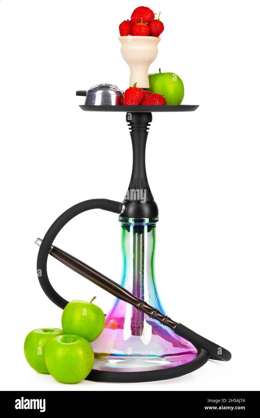 Hookah with fruits isolated on white background Stock Photo